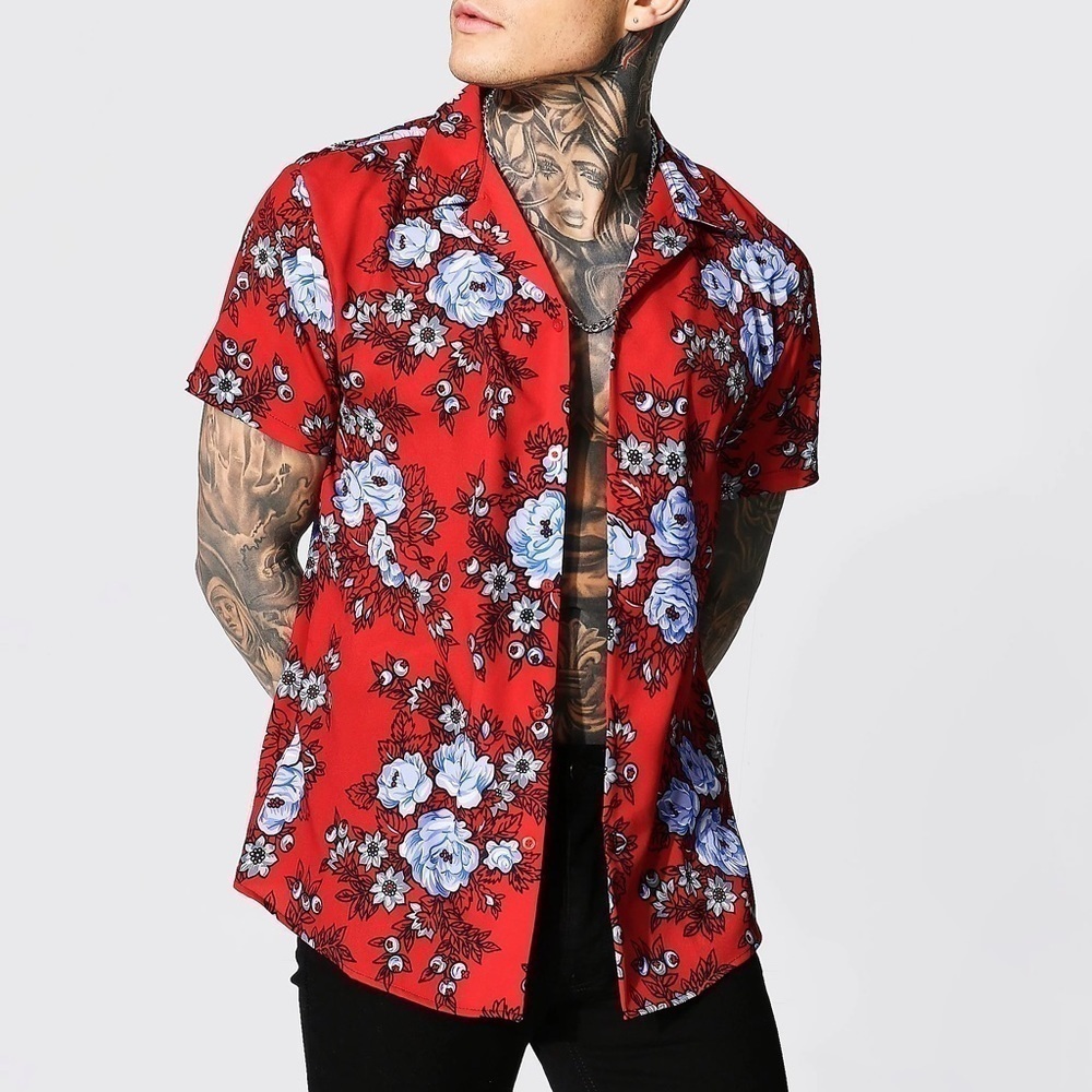 Boohoo Man Short Sleeve Floral Shirt - M